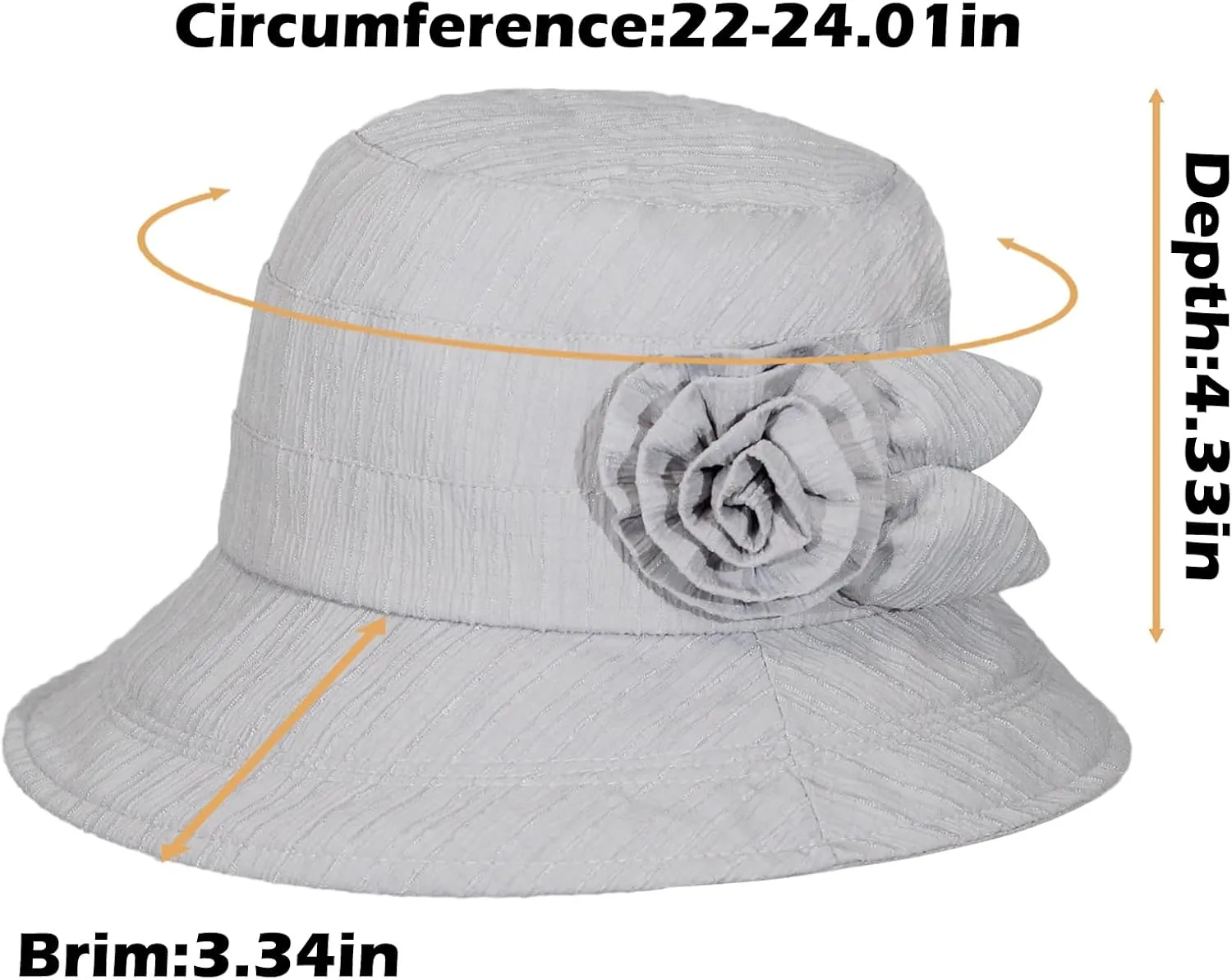 Women's Foldable Floral Bucket Hat Wide Brim Derby Church Wedding Fascinators Cloche Bowler Sun Hat