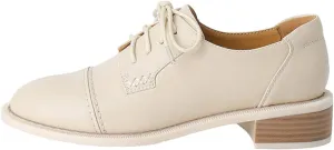 Women's Perforated Classic Lace-up Oxfords Brogue Wingtip Round Toe Derby Saddle Leather Shoes for Women Girls Lady Wife