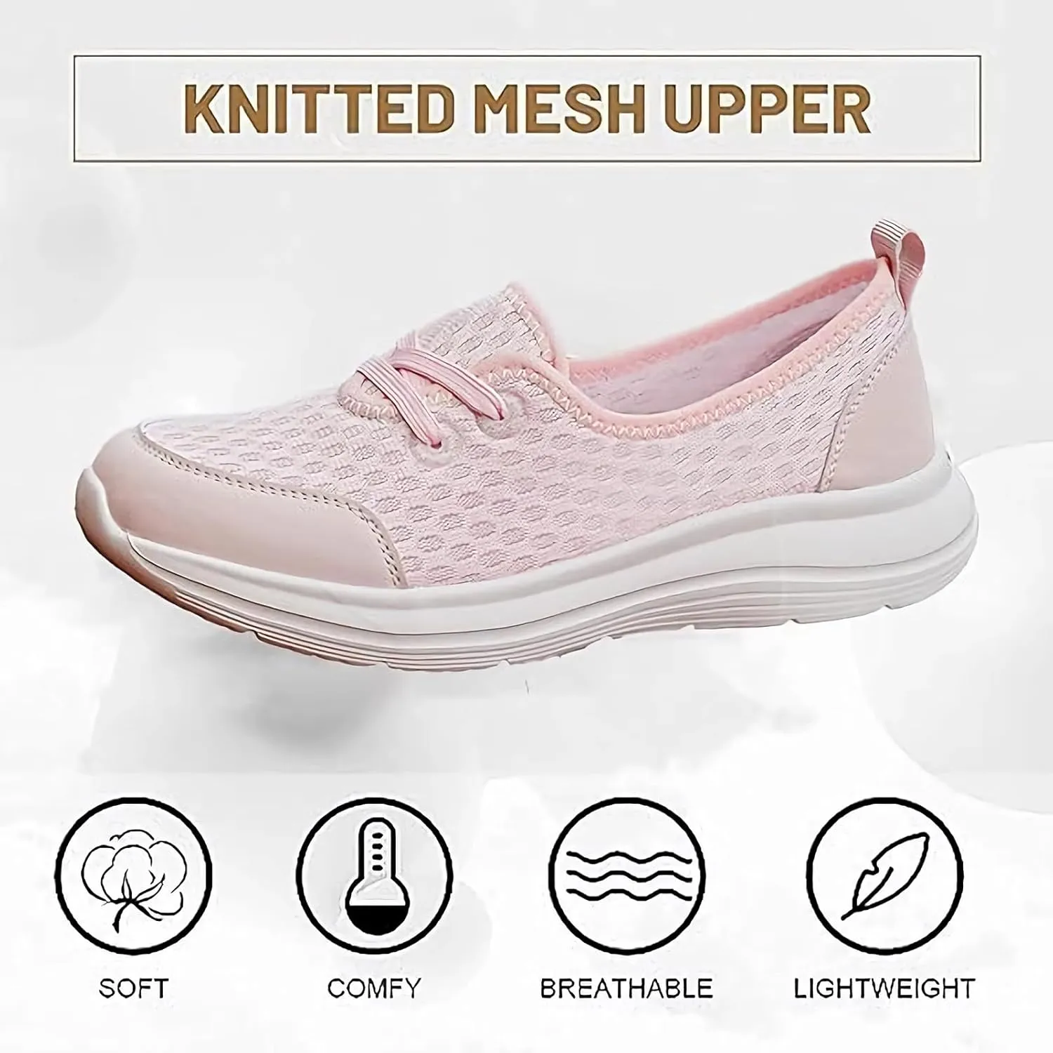 Women's Soft Sole Mesh Comfort Orthopedic Shoes - 2024 New Comfortable Mesh Walking Shoes, Low Top Orthopedic Slip on Shoes for Women, Breathable Mesh Arch Support Casual Shoes for Women