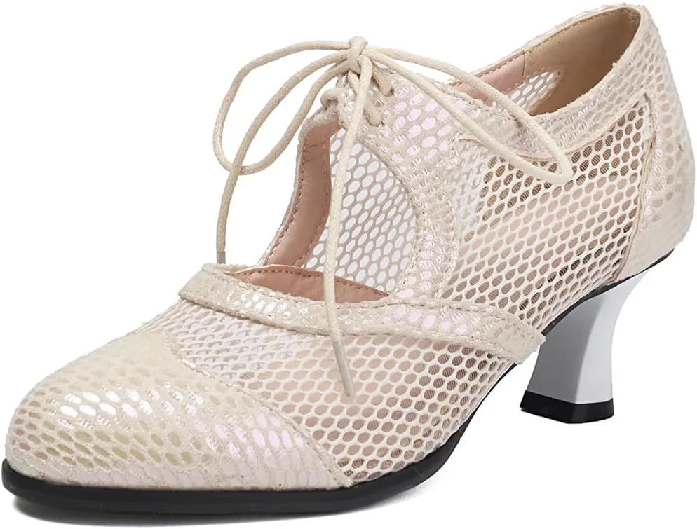 Women's Soft Sole Mesh Latin Dance Shoes High Heel Sandal Ballroom Performance Shoes for Women