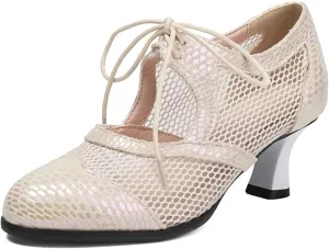 Women's Soft Sole Mesh Latin Dance Shoes High Heel Sandal Ballroom Performance Shoes for Women