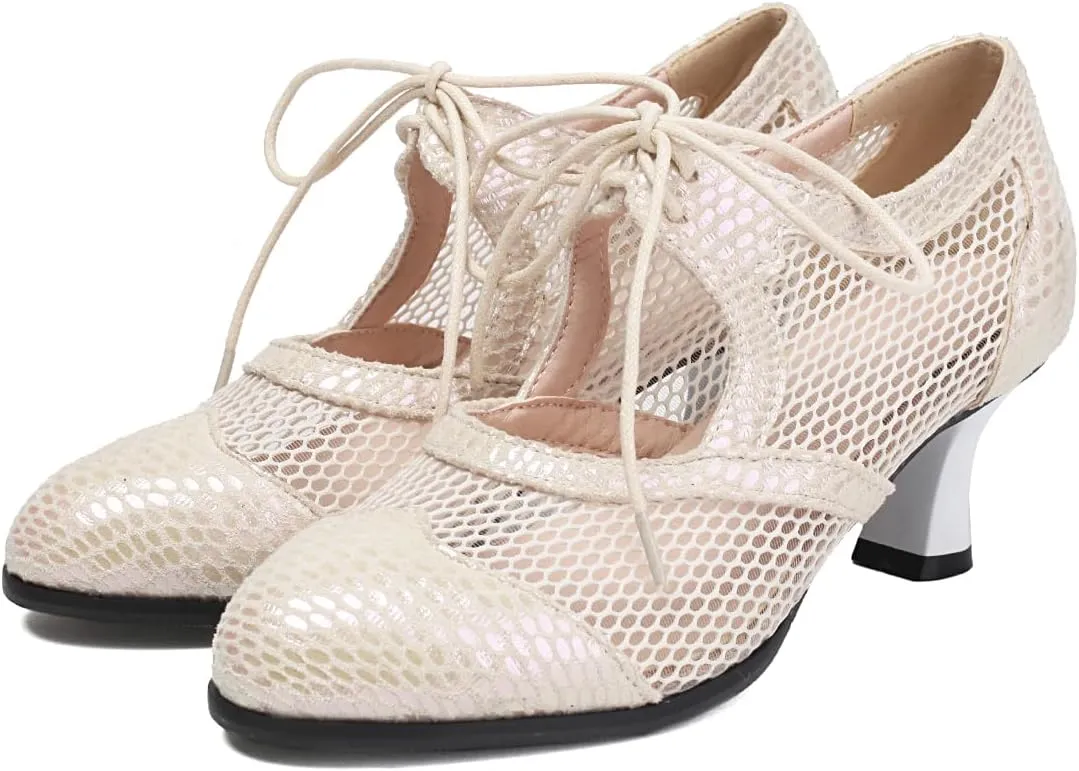 Women's Soft Sole Mesh Latin Dance Shoes High Heel Sandal Ballroom Performance Shoes for Women