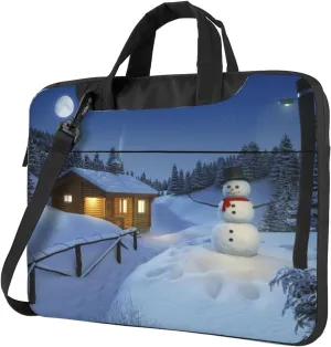Wooden Rustic Log Cottage Scenery Printed Laptop Bag Tote Shoulder Briefcase Messenger Bag For Unisex Business Office Work Bag