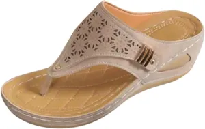 Work Sandals for Women 2025 Solid Color Leather Hollowed Out Carved Slippers Toe Clip Thick Sole Sandal for Ladies
