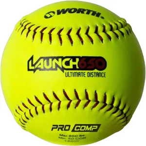 Worth | Slowpitch Softballs | 12" | Pro Comp Launch 650 | HR Derby / Batting Practice Ball | 12 Count