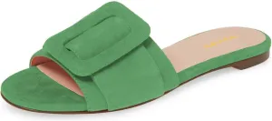XYD Women Open Toe Flats Sandals No Heel Comfortable Summer Slide Shoes with Oversized Buckle
