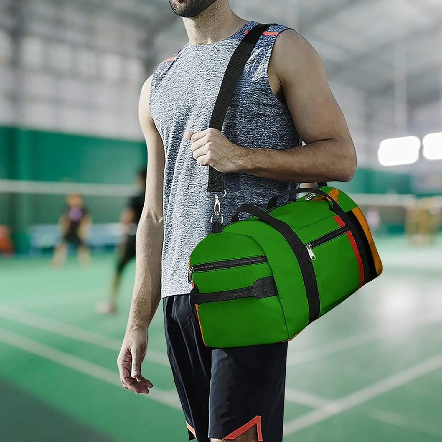 Zambia Flag Sports Gym Bag for Men Women with Shoe Compartment Carry On