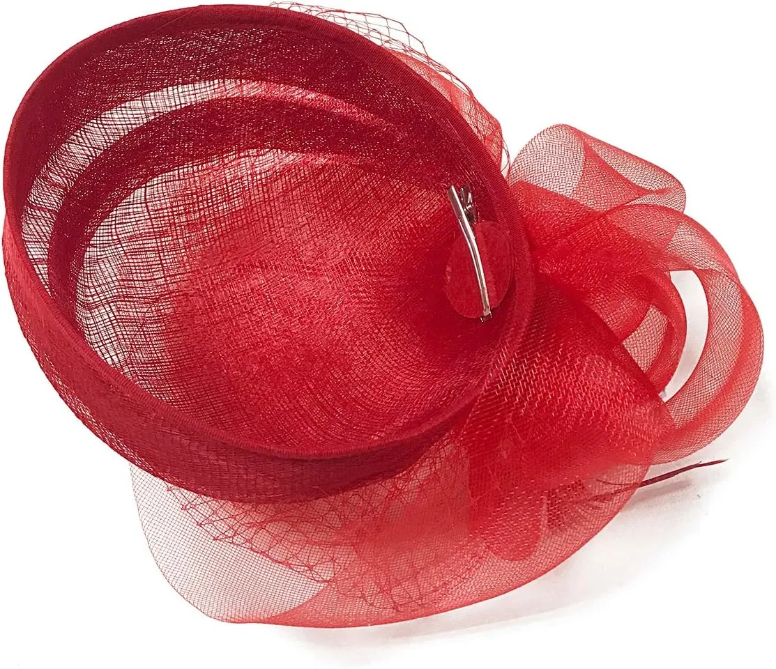 Z&X Sinamay Fascinator Hat Floral Feather Pillbox Derby Hats for Women Wedding Tea Party with Headband Clip