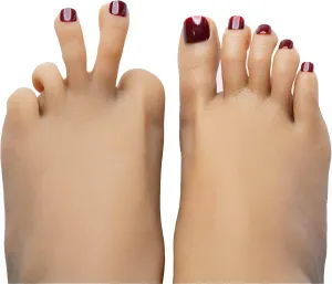 ZHY 1 Pair Silicone Life Size Female Mannequin Foot with Bone Display Jewelry Sandal Shoe Sock Display Art Sketch with Nail (Wheat)