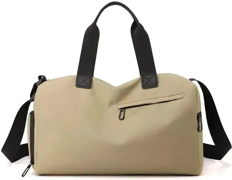 Zipper Large Capacity Oxford Travel Bags Solid Fitness Bags Thickened Fabric High Capacity Waterproof Luggage Sports Bags(Khaki)