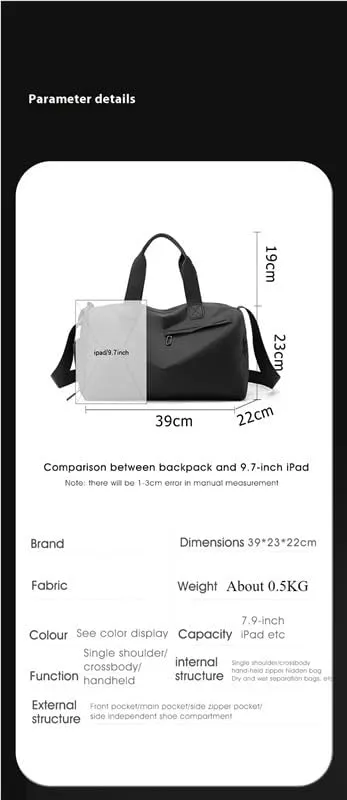 Zipper Large Capacity Oxford Travel Bags Solid Fitness Bags Thickened Fabric High Capacity Waterproof Luggage Sports Bags(Khaki)