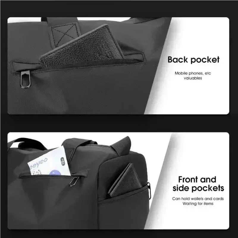 Zipper Large Capacity Oxford Travel Bags Solid Fitness Bags Thickened Fabric High Capacity Waterproof Luggage Sports Bags(Khaki)