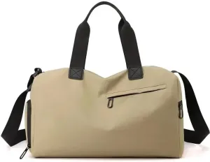 Zipper Large Capacity Oxford Travel Bags Solid Fitness Bags Thickened Fabric High Capacity Waterproof Luggage Sports Bags(Khaki)